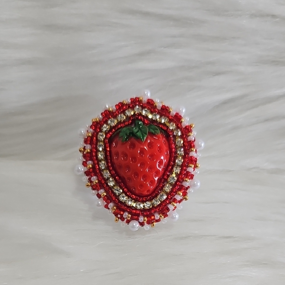 Strawberry Beaded Phone Grip